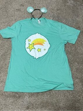 Cheer Bear Mint Green Crew Neck Tee + felt ear headband